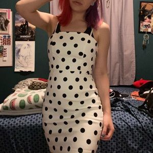 White and black polka dot dress